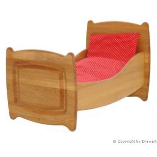 Drewart Puppenbett aus Holz mit Bettzeug