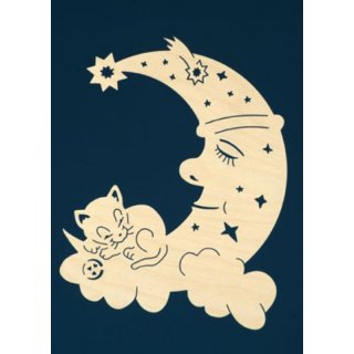 Fensterbild Mond mit Katze