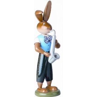 Holzkunst Gahlenz Hase mit Saxophon