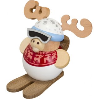 Kugelräucherfigur Ski Elch