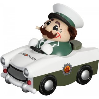 Kugelräucherfigur Volkspolizist im Trabi