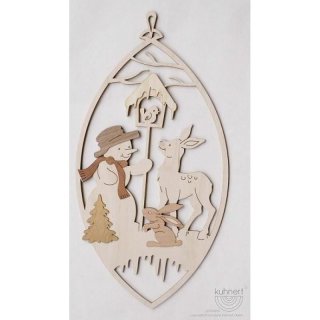 Kuhnert Fensterbild Schneemann und Reh