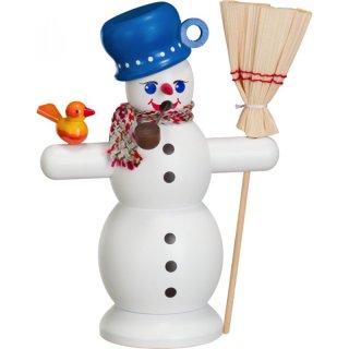 Räuchermann Schneemann mit blauem Topf