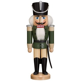 Volkskunst eG from Seiffen nutcracker Husar green glazed