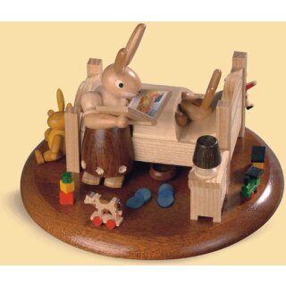 Müller music box motif plate rabbit bed