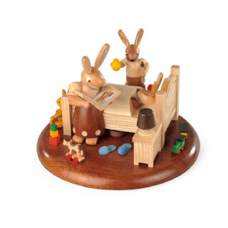 Müller music box motif plate rabbit bed