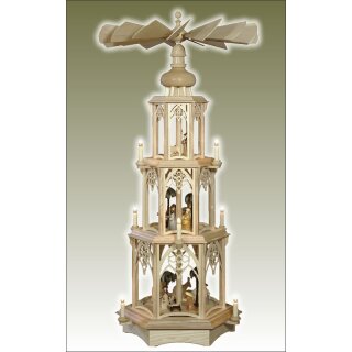 Seidel Christmas pyramid with turned manger figures