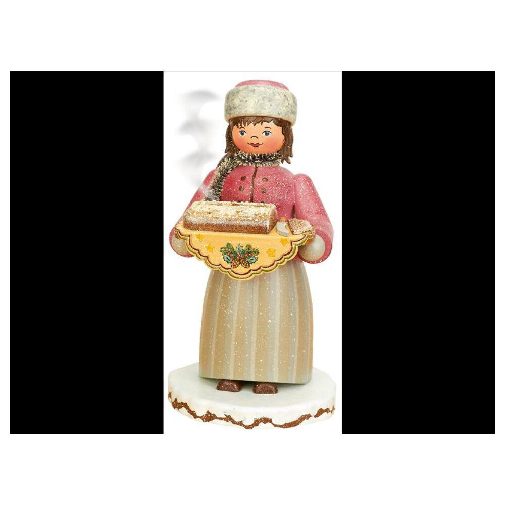 Räuchermann Rauchfigur Stollenmädchen Erzgebirge Holzkunst Handarbeit 