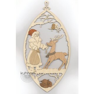 Kuhnert window picture Santa Claus with reindeer