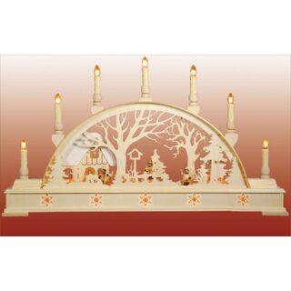 Seidel candle arch winter landscape with house - with illuminated substructure