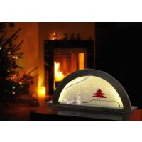 KWO Schwibbogen Eiche -  Mooreiche mit Glas "rote...