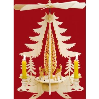 Taulin Pyramide geschnitzte Rehe natur