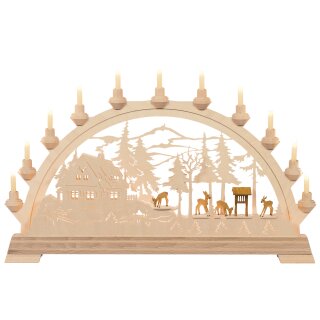 Taulin candle arch ranger house with carved deers