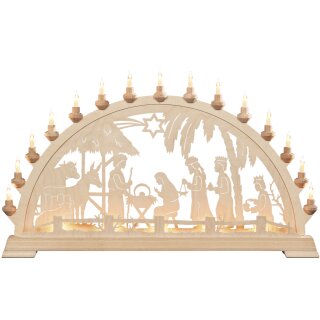 Taulin candle arch Christi nativity in the house - with front lighting