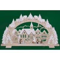 Tietze candle arch Advent snowy with sleigh child and dog 