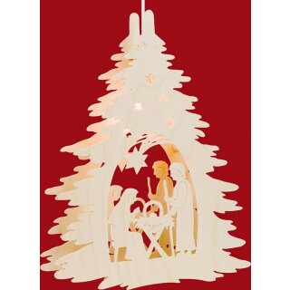 Taulin window picture christi nativity under the tree
