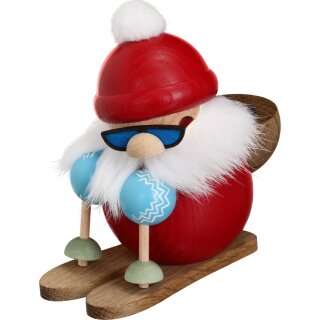 Kugelräucherfigur Nikolaus läuft Ski