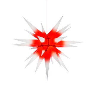 Herrnhuter Weihnachtsstern I7 weiß/roter Kern mit Beleuchtung