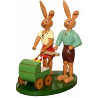 Holzkunst Gahlenz rabbit couple with carriage