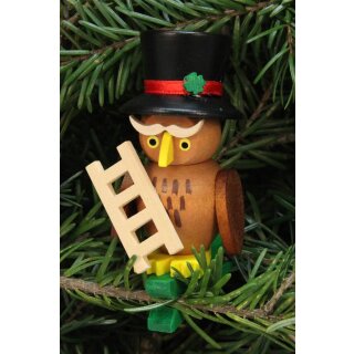 Christian Ulbricht tree decoration owl chimney sweeper on a clip