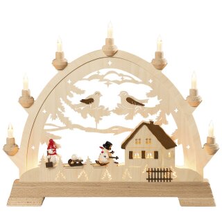 Taulin round arch house with snowman
