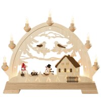 Taulin round arch house with snowman