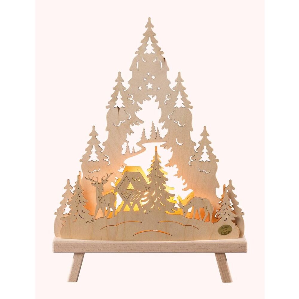 Saico LED Dekoleuchte Spitze mit Wald - Original Holzkunst aus dem Erzgebirge