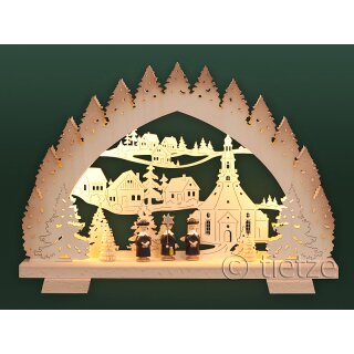 Tietze candle arch Advent snowy with sleigh child and dog