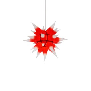 Herrnhuter Weihnachtsstern I4 weiß mit rotem Kern mit Beleuchtung