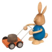Kuhnert easter bunny Stupsi with mowing machine