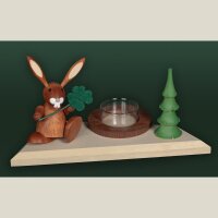 Tietze tealight holder rabbit with cloverleaf