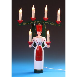 Emil Schalling angel candle holder with arch, electric illuminated