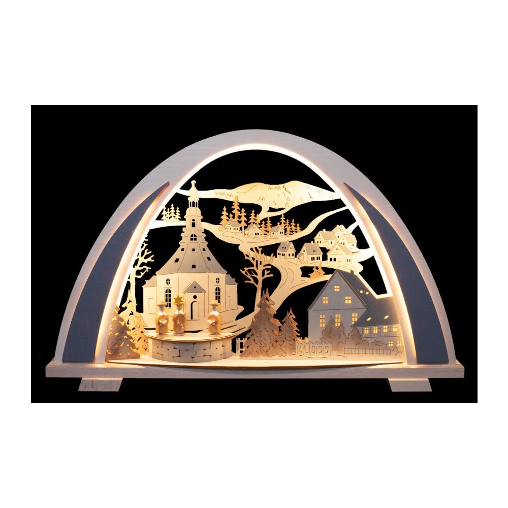 Rudolphs Schatzkiste Schwibbogen Tanne – 36x43 Cm, Mit Waldtieren, 220V Beleuchtung
