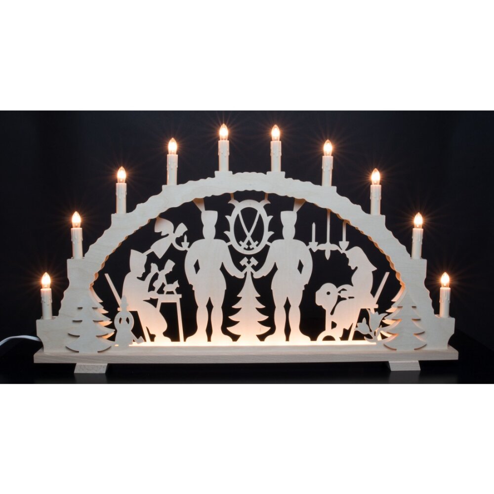 Original Erzgebirge Räuchermann Schwibbogenhersteller mit LED Licht natur NEU 