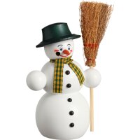 Räuchermann Schneemann mit Besen der Seiffener...
