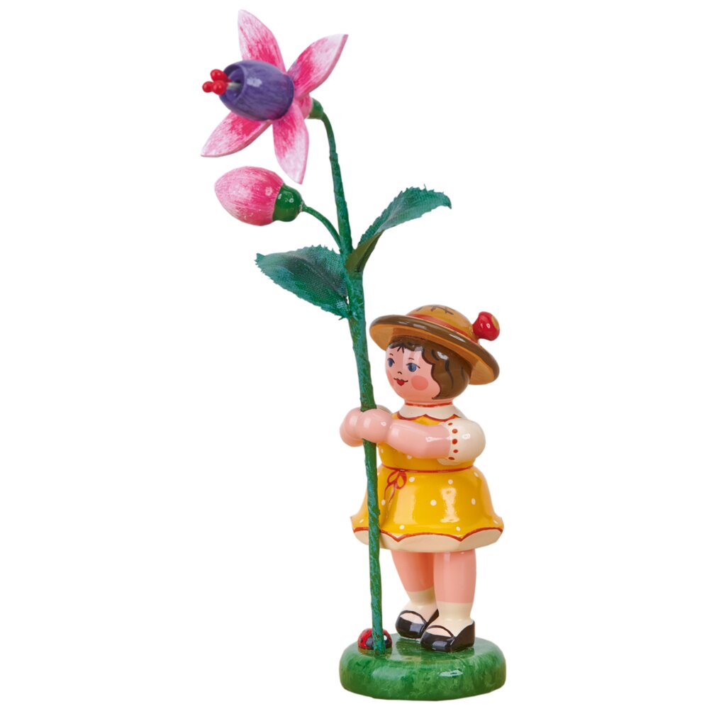 Hubrig Blumenkind mit Fuchsie Holzkunst aus dem Erzgebirge 100
