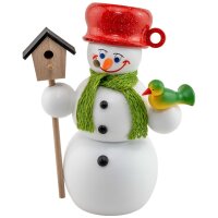 Räuchermann Schneemann mit Vogelhaus der Seiffener...