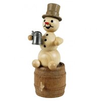 Wagner Schneemann mit Krug auf Bierfaß