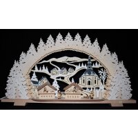 Tietze candle arch Advent snowy with sleigh child and dog 