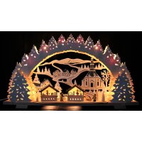 Tietze candle arch Advent snowy with sleigh child and dog 