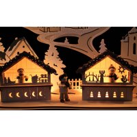 Tietze candle arch Advent snowy with sleigh child and dog 