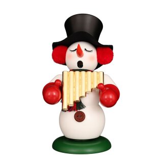 Christian Ulbricht Räuchermann Schneemann mit Panflöte