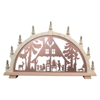 Schwibbogen Motiv Waldhaus kupfer