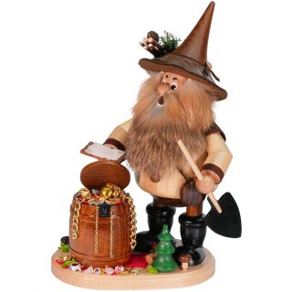 DWU Räuchermann Räuberwichtel mit Goldfass