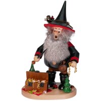 DWU Räuchermann Räuberwichtel mit Schatztruhe schwarz/rot