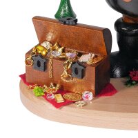 DWU Räuchermann Räuberwichtel mit Schatztruhe schwarz/rot