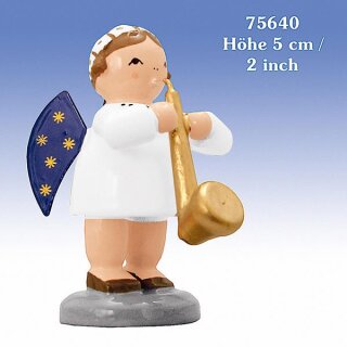 5 cm / 2 inch KWO Authentic German Erzgebirge Wooden Angels German Christmas Angel with Flute