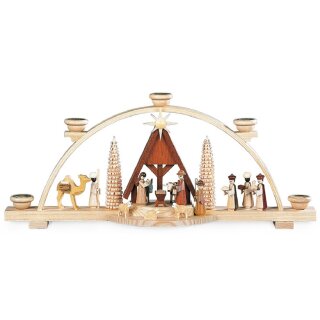 Müller candle arch Christi nativity with crib