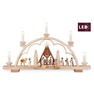 Müller candle arch Christi nativity with crib