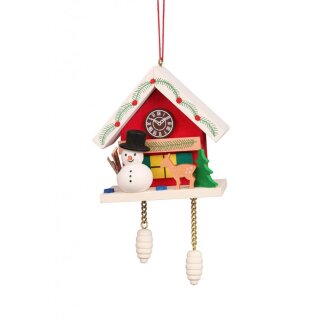 Christian Ulbricht tree decoration cuckoo clock red with snowman